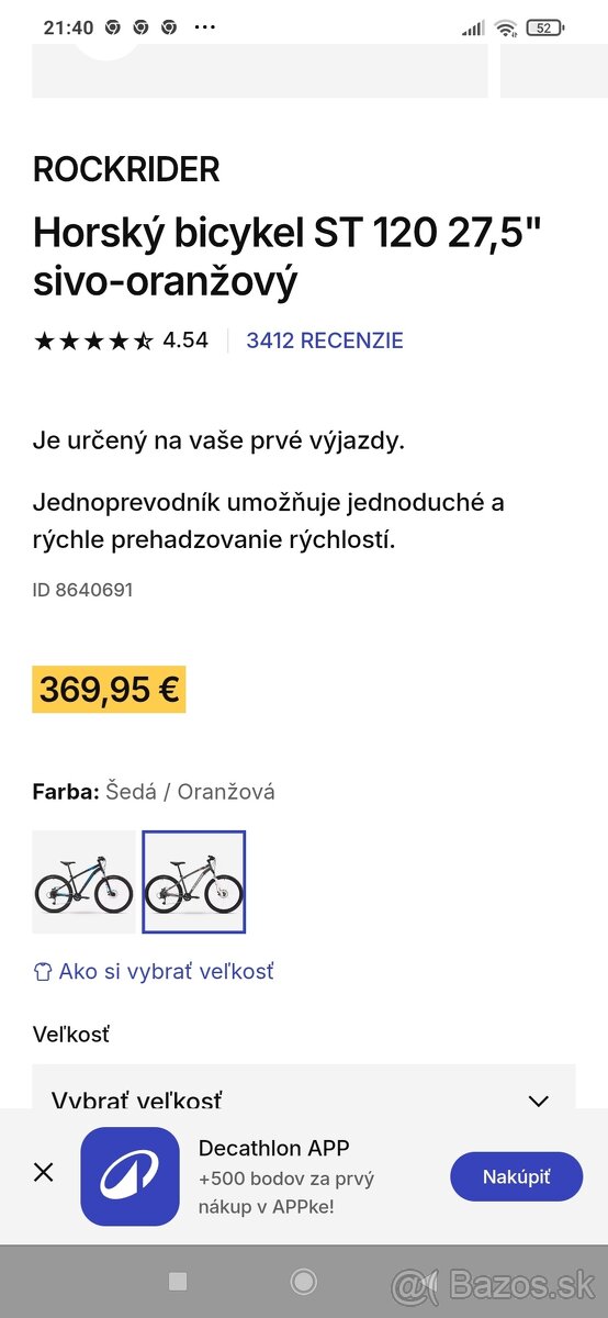 Predám zachovalý bicykel rockrider ST 120 --27,5" kolesa. P - 5