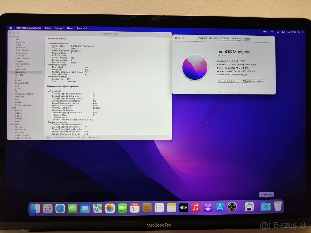 MacBook Pro 15" (2016) | Intel Core i7 • 16 GB RAM • 256 GB - 5