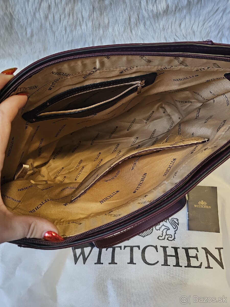 Značková kožená kabelka bordovej farby - 5