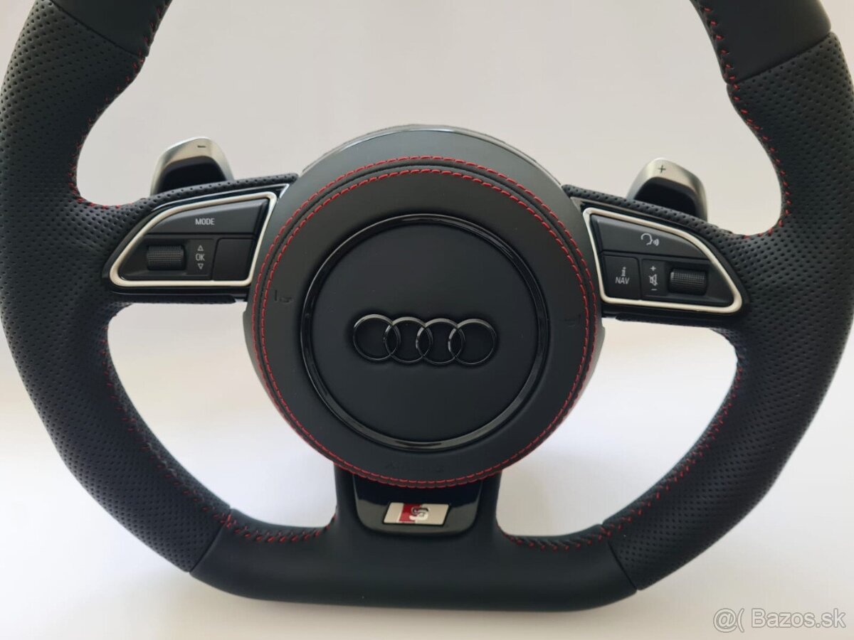 AUDI MULTIFUNKCNY VOLANT S AIRBAGOM A PADLAMI, červená niť - 5