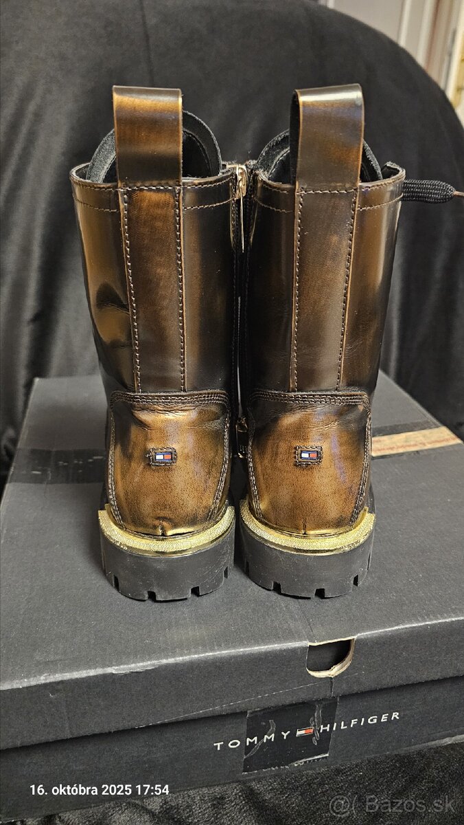 Tommy Hilfiger Nove Clenkove cizmy prava koza - 5