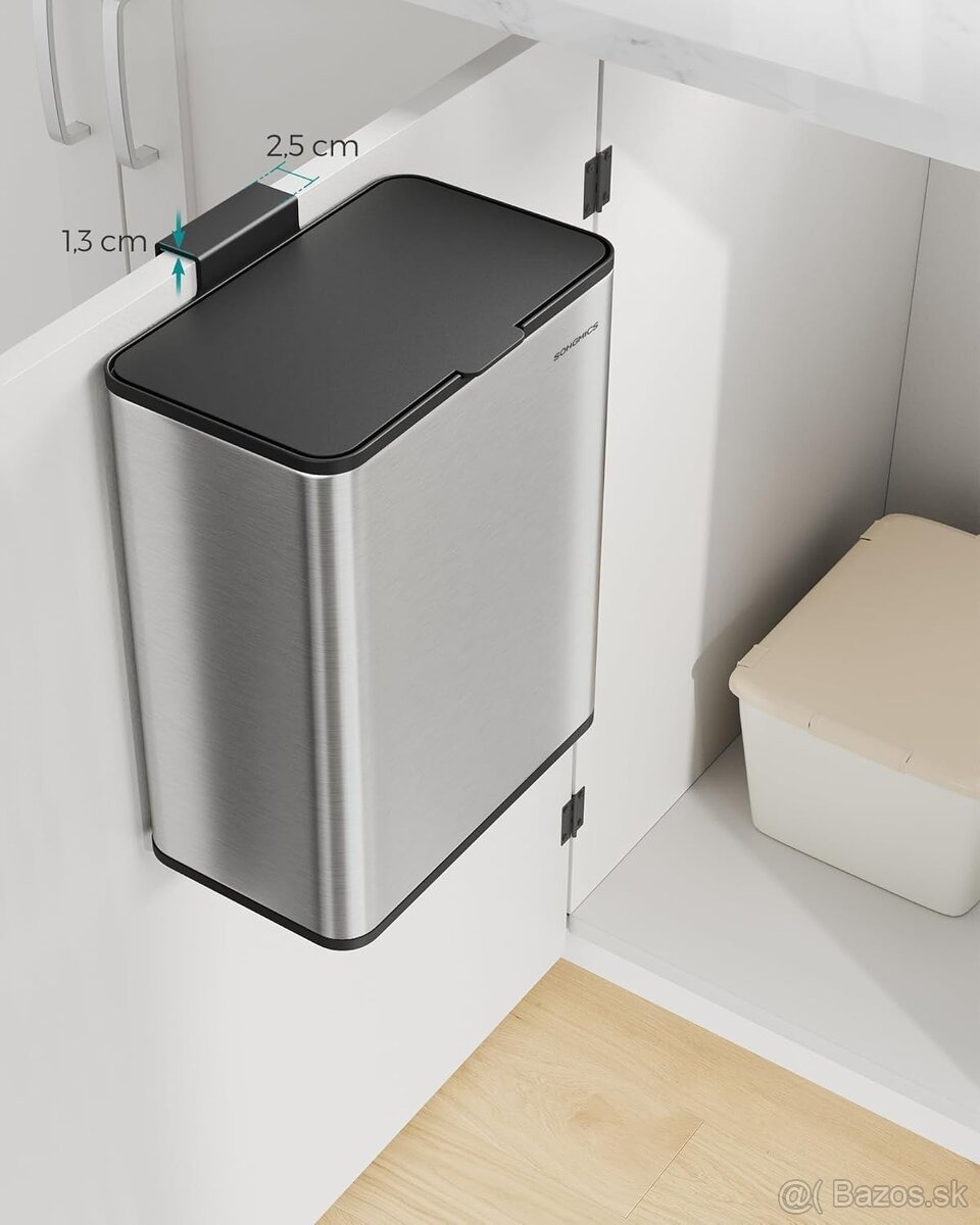 SONGMICS závesný kôš na odpad 8l – strieborný, nový - 5