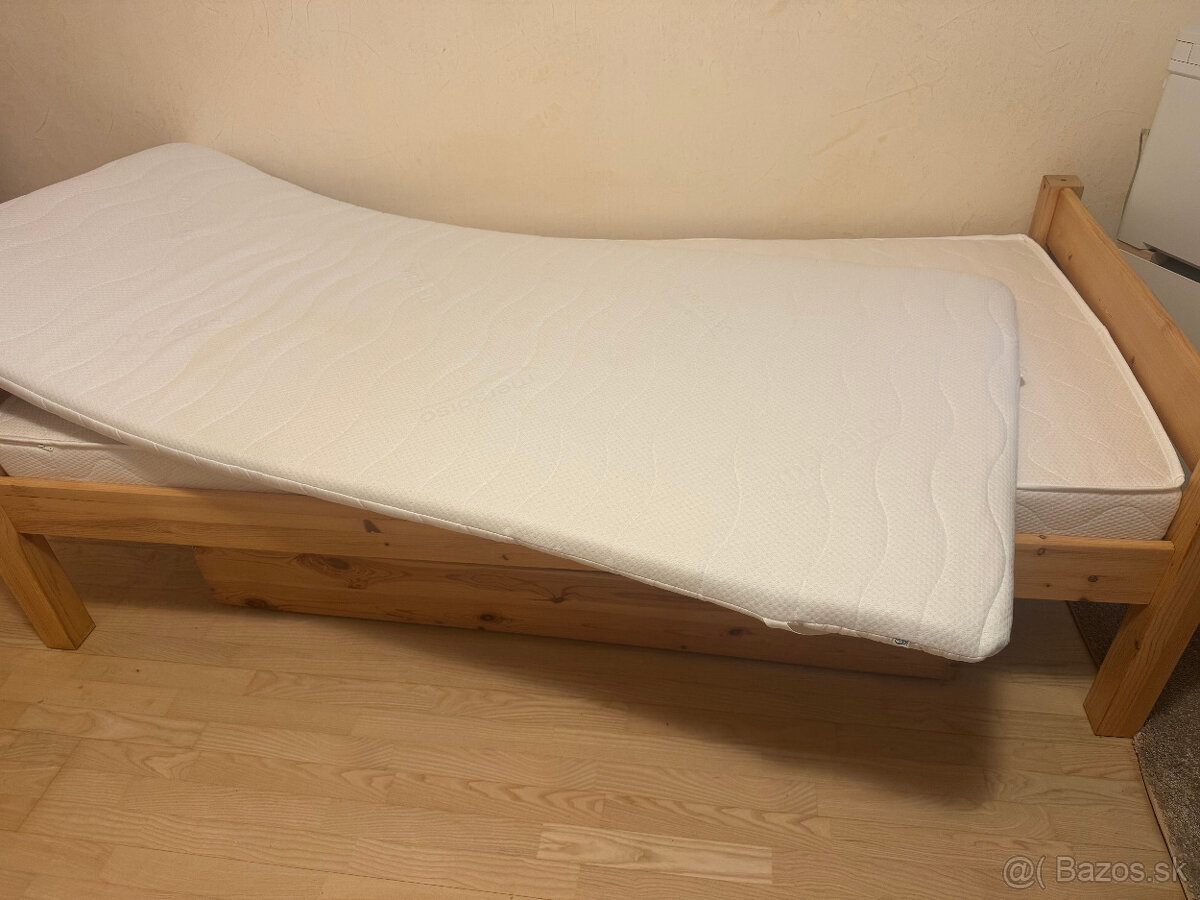 Predám pohodlnú posteľ š-90 masív+matrac+nadmatrac+šuflík - 5