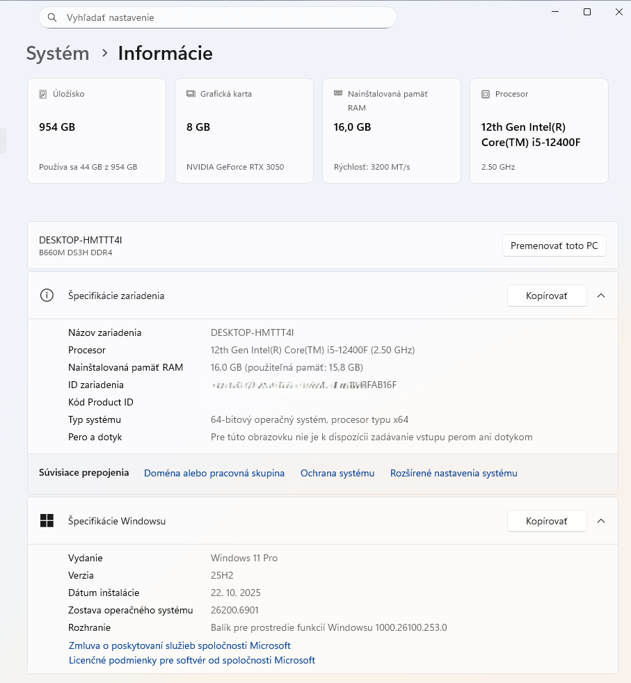 Počítač Intel I5-12400 + Geforce RTX3050 8GB + 1TB m.2SSD - 5