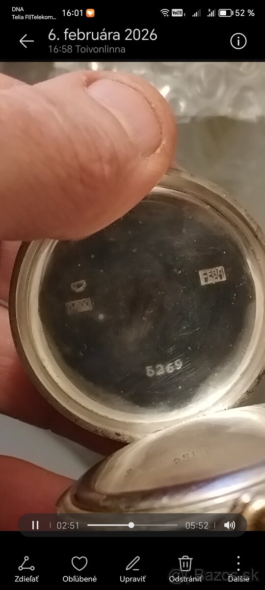 Strieborné starožitné vreckové hodinky - 5