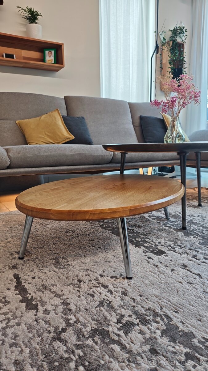 konferenčný stolík elipsa masív drevený škárovka - 5