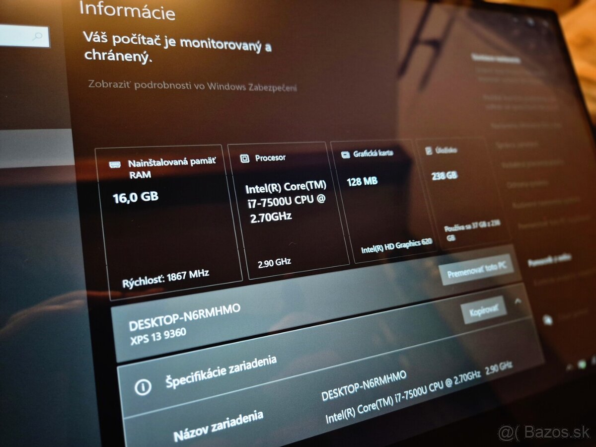 Predám Dell XPS 9360 - i7, 16GB RAM, QHD+ Touch - 5