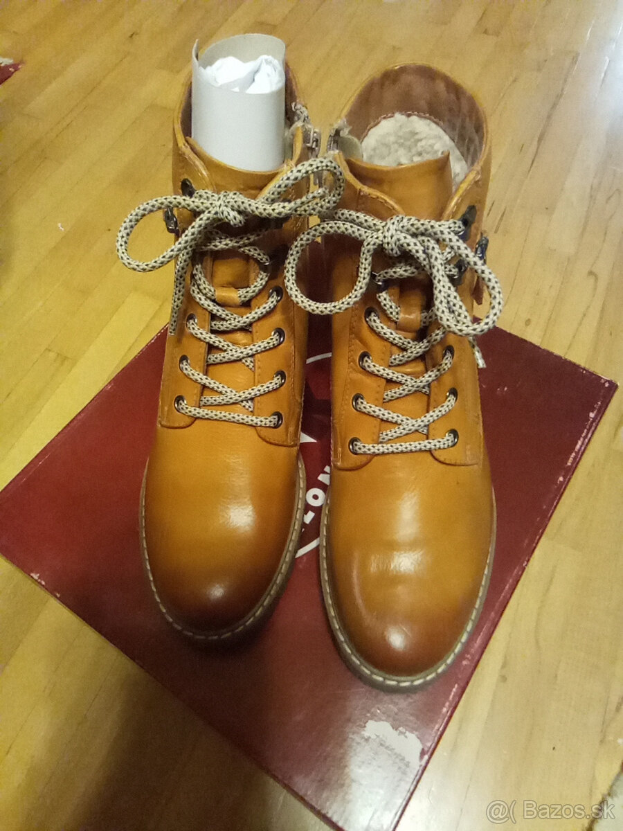 Dámske Zimné Kožené Kotníkové Čižmičky Veľkosť 39 - Nové - 5