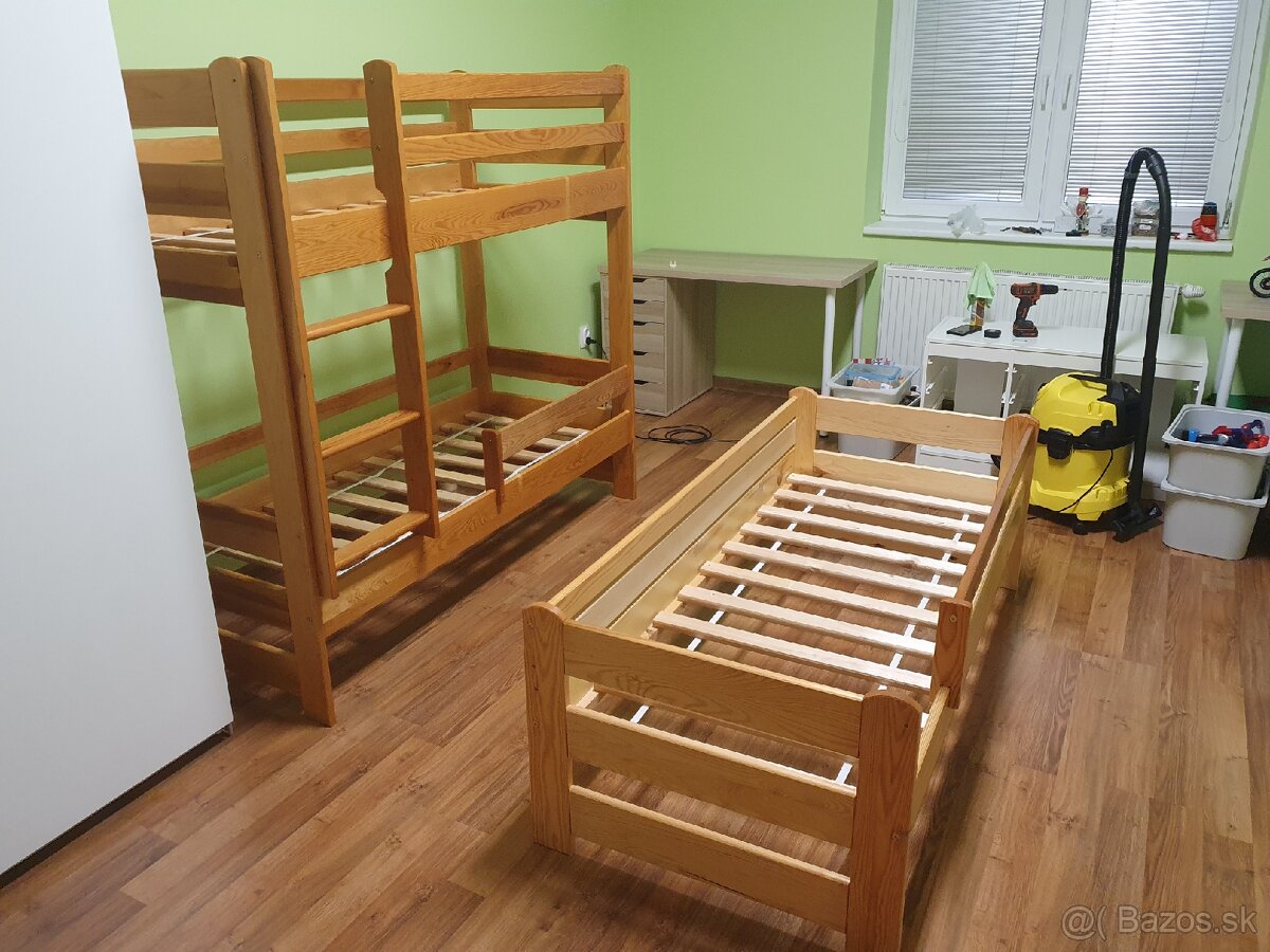 Detská posteľ 170cm x 60cm, borovica-masív, rošty + matrac - 5