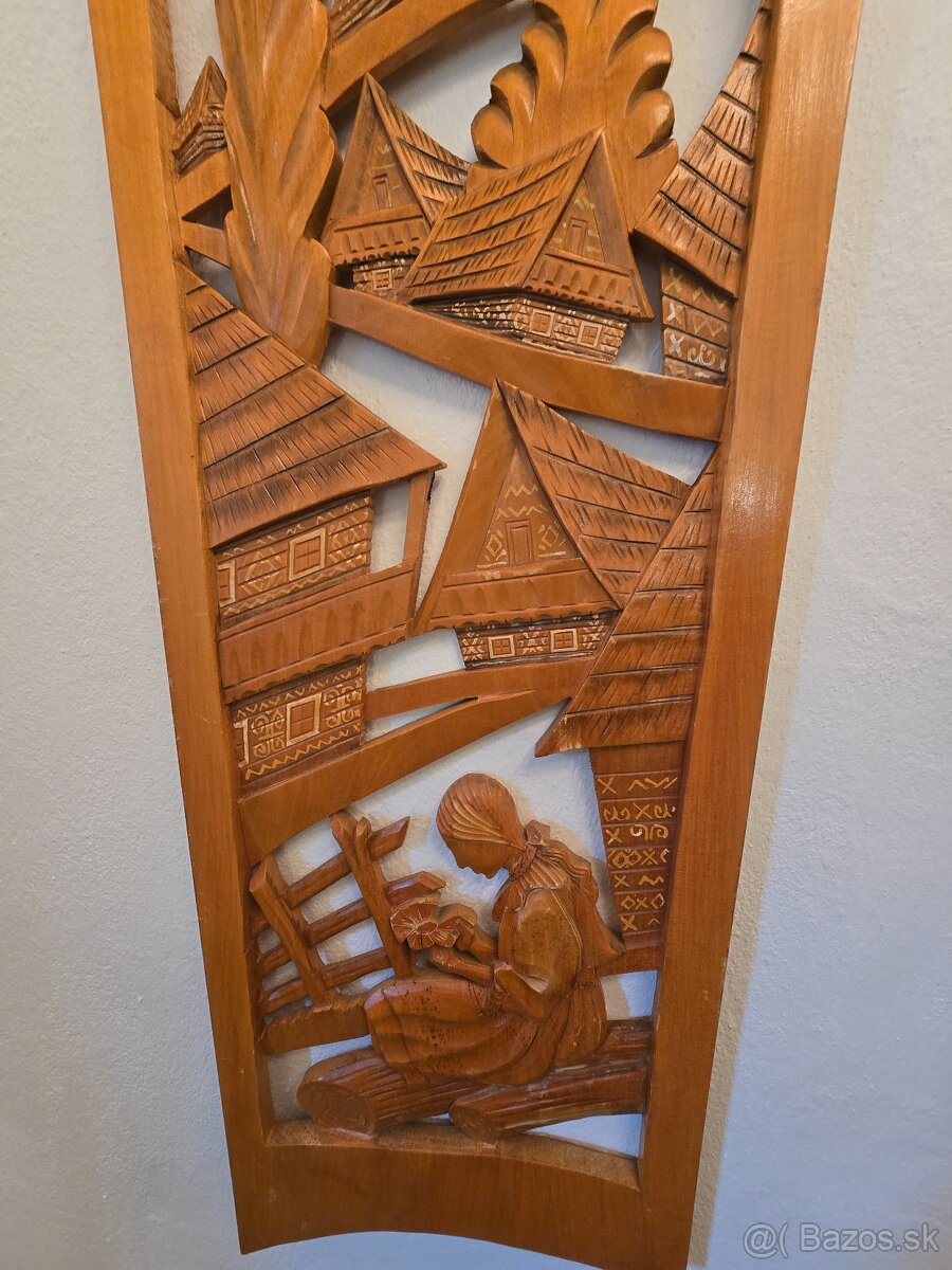 Drevený obraz slovenská dedina - 5