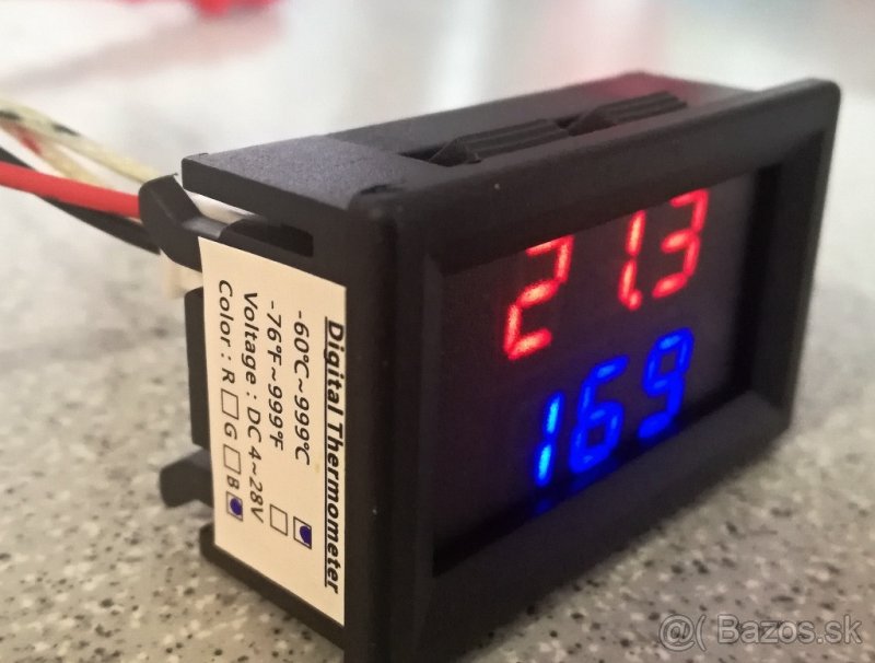 Dvojitý LED digitálny Teplomer do 999 st.C typ-K - 5