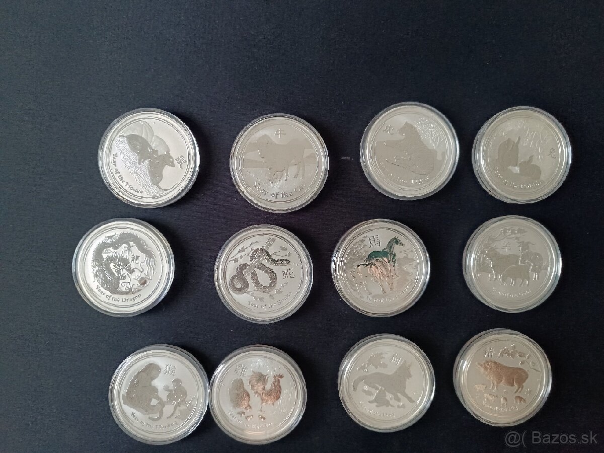 Kompletná sada Lunárna séria II. 2oz. Strieborné mince. - 5