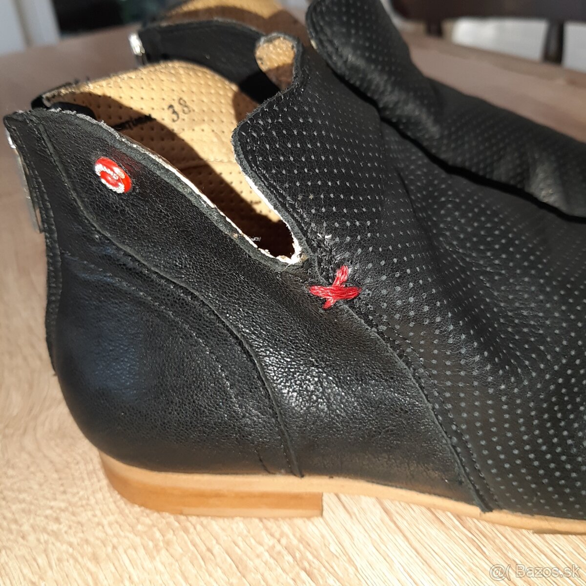 Cierne kozene damske clenkove topanky - 5