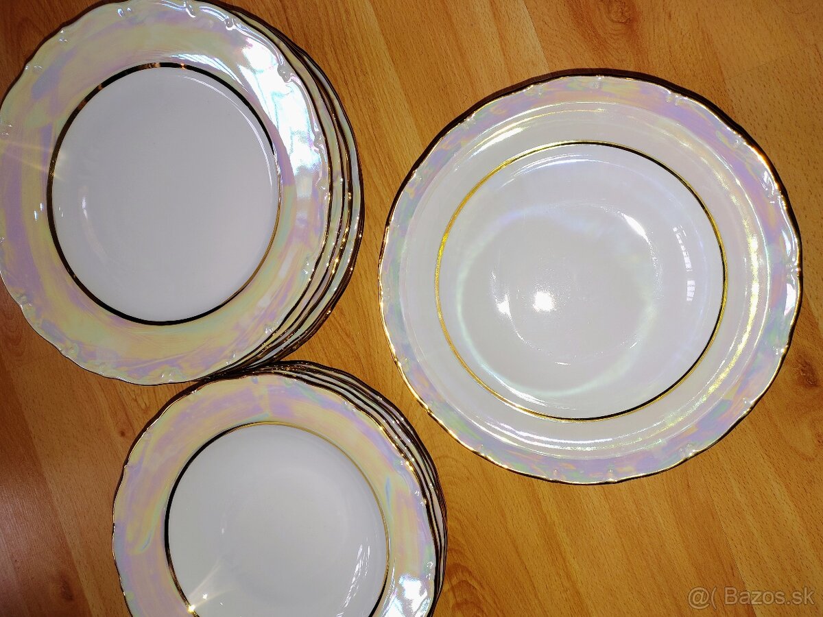 Porcelánová sada tanierov zlatý okraj - 5