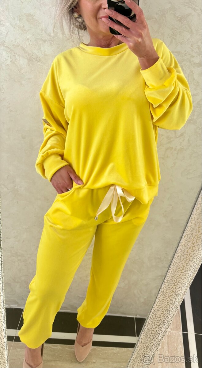 Damska talianska velurova suprava yellow - 5