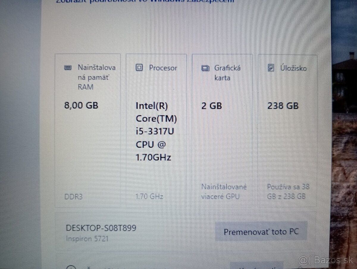 Dell Inspiron 5721 + Intel core i5 + 8gb ram + Windows 10 - 5