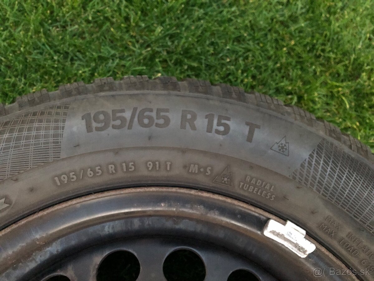 Predám disky R15 so zimnými pneumatikami Continental 195/65 - 5