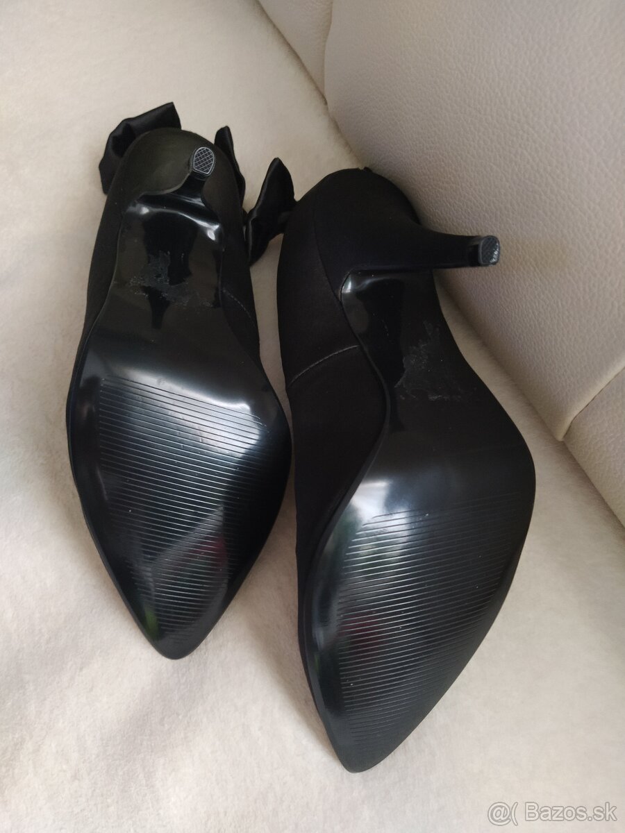 NOVÉ čierne saténové lodičky veľ. 36 (osobný odber) - 5