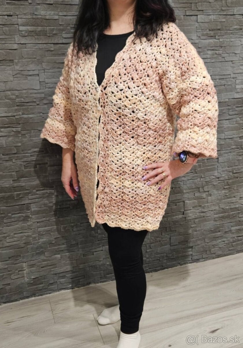 Predám Handmade hačkované pončo - fialové - 5