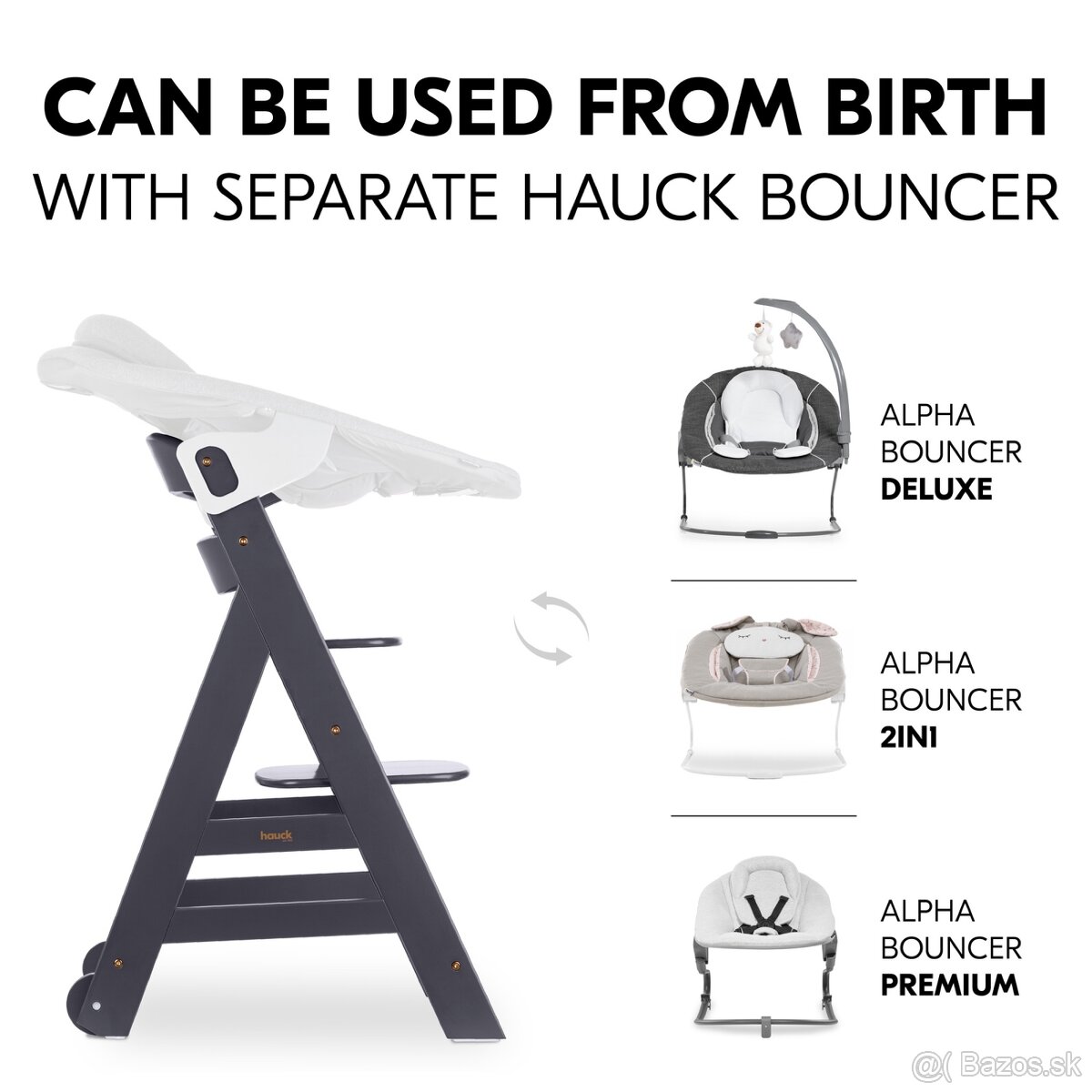 Hauck rastúca stolička BETA s kolieskami Dark Grey - 5