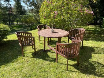 Zahradní stůl s křesílky – materiál teak - 5