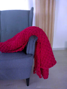 Velka pletená deka višňa - 5