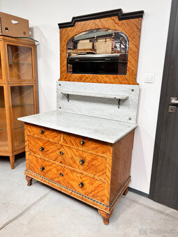 Secesná komoda s mramorom + stolíky - 5