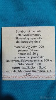 Sada zlatej a striebornej medaily 20.výročie vstupu SR do EÚ - 5