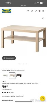 IKEA LACK stolík, bielo morený dub vzor, 90x55 cm - 5