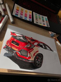 Kresba auta Lexus RC F a Honda Civic Type R - 5
