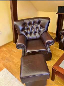 Chesterfield ( 9 miestna) kožená sedacia súprava - 5