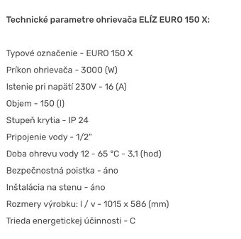 Ohrievač vody ELIZ EURO 150X - 5