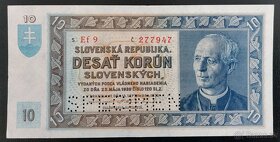 10 Korún Slovenských rok 1939 séria Ef 9 - PERFOROVANÁ - 5