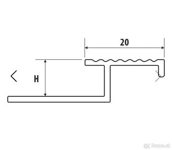 Schodová lišta - mosadzná, 2,5m - 5