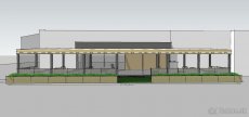 Terasa - 15,7m x 3,1m pozink. konštrukcia, plechy, plachta - 5