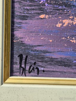 Platno,zatisie na mori s lodkou- olej na platne, Chorvatsko - 5