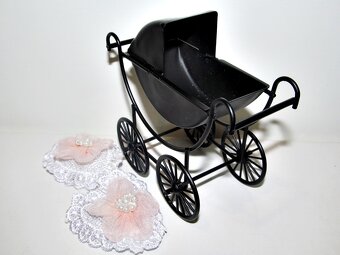 Mini kočárek pro malé panenky,viktoriánský styl. - 5