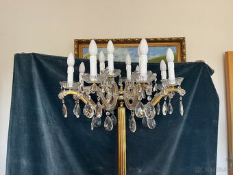 Stojaca lampa - mosadz, krištáľ - 5