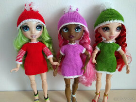 Vianočné šaty pre bábiky Rainbow high barbie čiapky roláčiky - 5