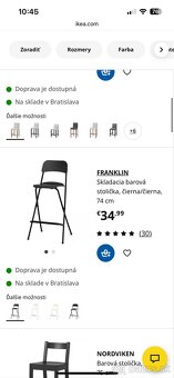 Predám 2 skladacie ikea barové stoličky FRANKLIN - 5