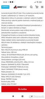 Predám zachovalý bicykelKellys kiter 50 - 24" kolesa. Dovoz - 5