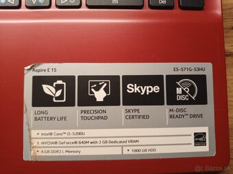 Predám notebook Acer Aspire E15 red - 5