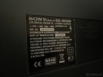 SONY BRAVIA 40S5600, r.v.2009, uhlopriečka 102cm, čierny - 5