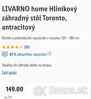 Hliníkový záhradný stôl - 5