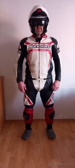 Kožená kombinéza Alpinestars + rukavice veľkosť cca na 180cm - 5