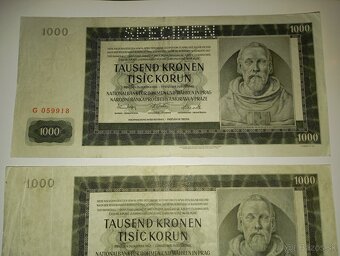BANKOVKY 1000 KČ, PROTEKTORÁTNÍ, RŮZNÉ VARIANTY - 5