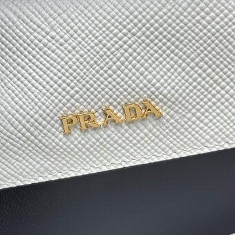 White/Black Prada Double medium Saffiano leather bag - 5