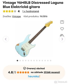 Vintage V6MRLB Distressed Laguna Blue Elektrická gitara - 5