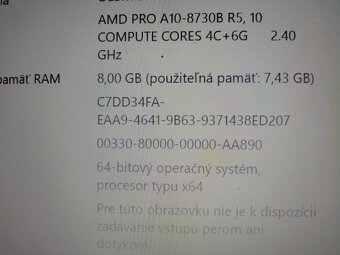 predám Hp elitebook 745 G4 ,AMD A10 quad core,8gb ram , ssd - 5