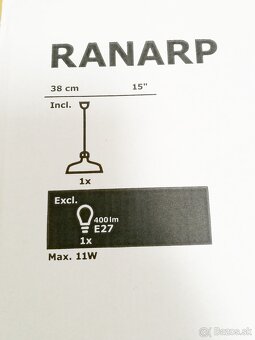 Ikea RANARP závesná lampa čierna - 5